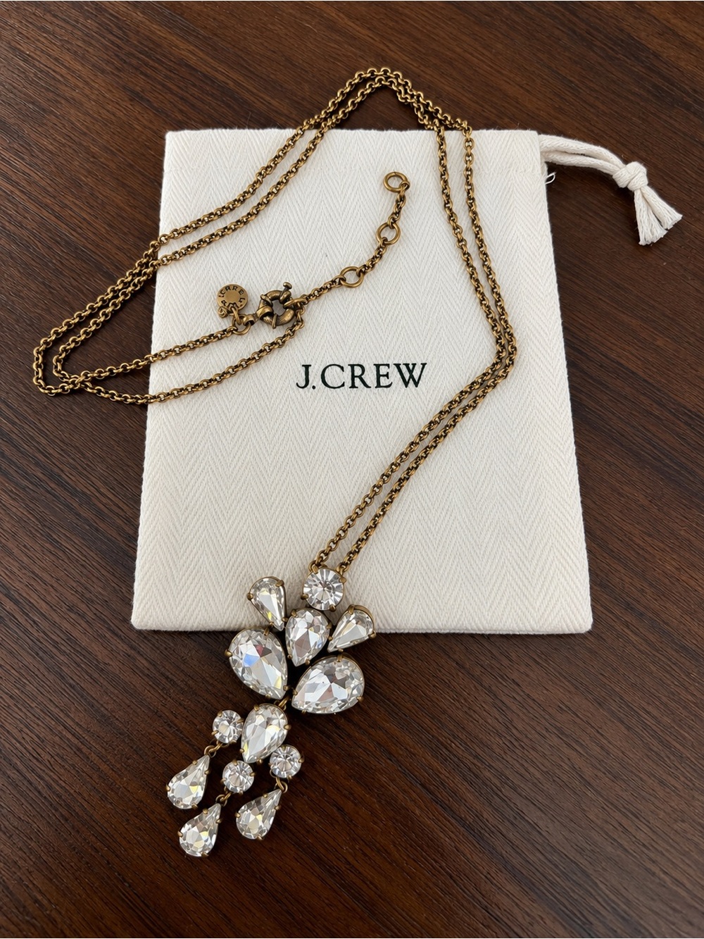 J.Crew - Crystal Statement Pendant Necklace/Antiqued Gold